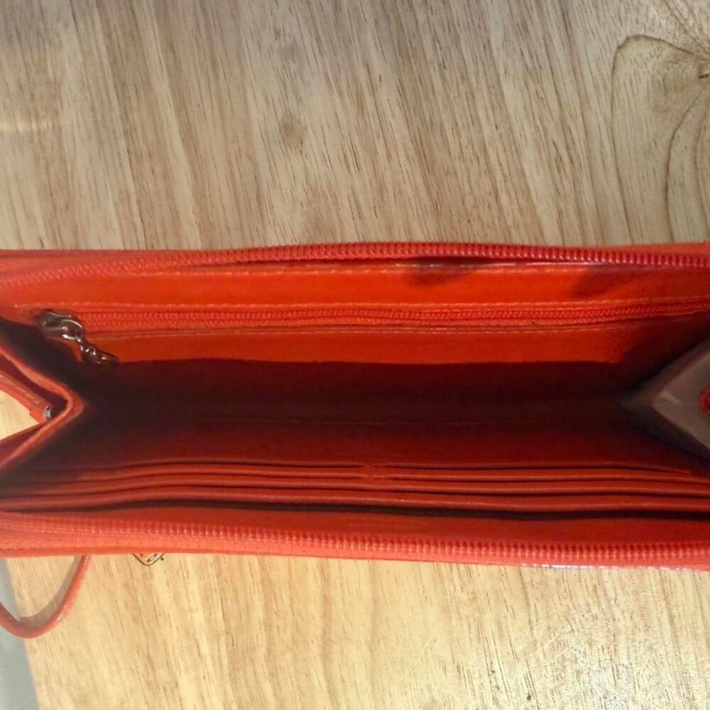 COACH Wristlet Orange Vintage Y2K Signature C Logo Zip Around Wallet - Picture 4 of 4